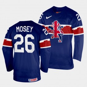 Evan Mosey 2022 IIHF World Championship Great Britain Hockey #26 Navy Jersey Away