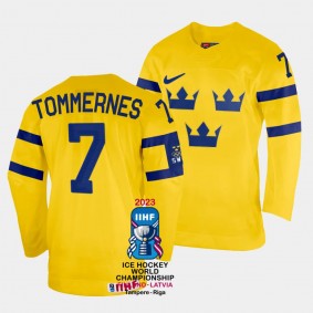 Sweden 2023 IIHF World Championship Henrik Tommernes #7 Yellow Jersey Home