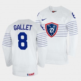 France 2022 IIHF World Championship Hugo Gallet #8 White Jersey Home