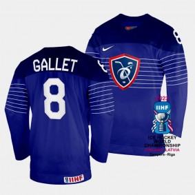France 2023 IIHF World Championship Hugo Gallet #8 Blue Jersey Away