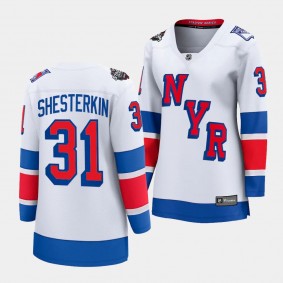 New York Rangers Igor Shesterkin 2024 NHL Stadium Series Breakaway Player Women White Jersey