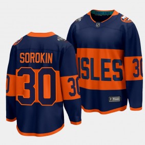 New York Islanders Ilya Sorokin 2024 NHL Stadium Series Navy Breakaway Player Jersey Men's