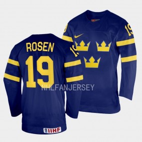 Sweden 2023 IIHF World Junior Championship Isak Rosen #19 Navy Jersey Away