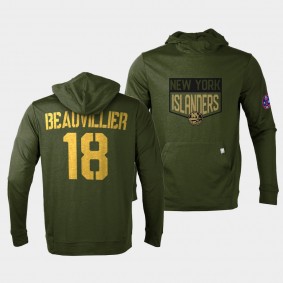 New York Islanders Anthony Beauvillier 2022 Salute to Service Olive Levelwear Hoodie