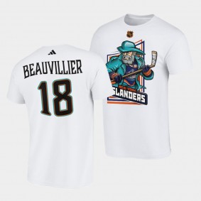 New York Islanders Reverse Retro 2.0 Anthony Beauvillier #18 White T-Shirt Cartoon