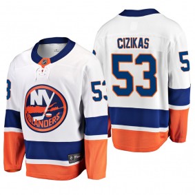 Men's New York Islanders Casey Cizikas #53 Away White Breakaway Player Cheap Jersey