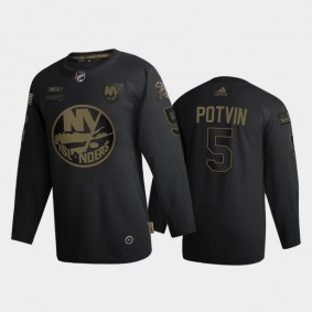 Men New York Islanders Denis Potvin #5 2020 Veterans Day Authentic Black Jersey