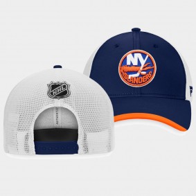 New York Islanders Authentic Pro Navy Locker Room Trucker Snapback Hat