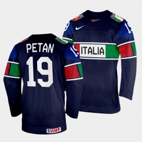 Alex Petan 2022 IIHF World Championship Italy Hockey #19 Navy Jersey Away