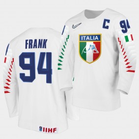 Daniel Frank Italy Team 2021 IIHF World Championship Home White Jersey