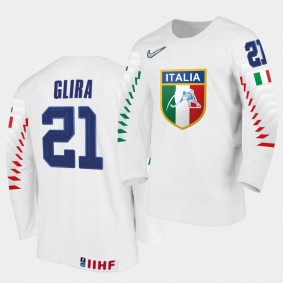 Daniel Glira Italy Team 2021 IIHF World Championship Home White Jersey