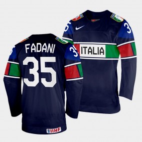 Davide Fadani 2022 IIHF World Championship Italy Hockey #35 Navy Jersey Away