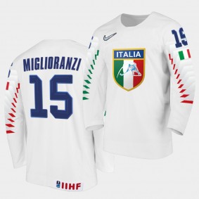 Enrico Miglioranzi Italy Team 2021 IIHF World Championship Home White Jersey