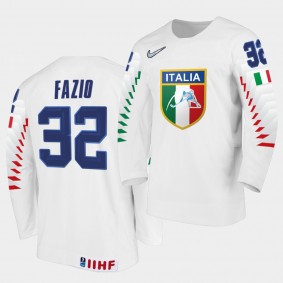 Justin Fazio Italy Team 2021 IIHF World Championship Home White Jersey