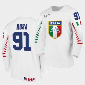 Marco Rosa Italy Team 2021 IIHF World Championship Home White Jersey