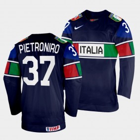 Phil Pietroniro 2022 IIHF World Championship Italy Hockey #37 Navy Jersey Away