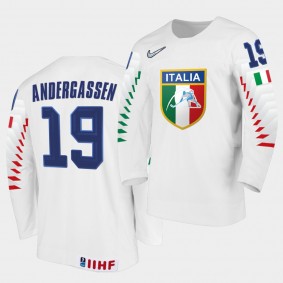 Raphael Andergassen Italy Team 2021 IIHF World Championship Home White Jersey