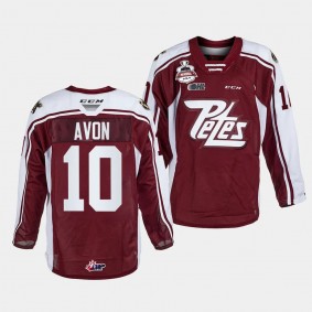 Peterborough Petes #10 J.R. Avon 2023 OHL Champions Maroon Memorial Cup Jersey