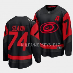 2023 NHL Stadium Series Jaccob Slavin Jersey Carolina Hurricanes Black #74 Breakaway Player Men'