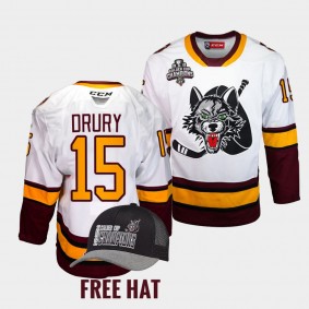 Jack Drury Chicago Wolves 2022 Calder Cup Champs White Free Hat Jersey