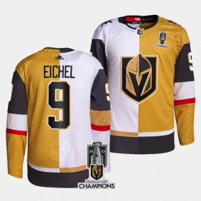 2023 Stanley Cup Champions Jack Eichel Vegas Golden Knights White Gold #9 Split Jersey