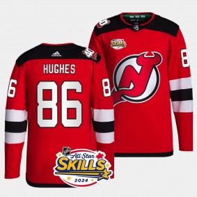 2024 NHL All-Star Skills Jack Hughes New Jersey Devils Red #86 Authentic Home Jersey