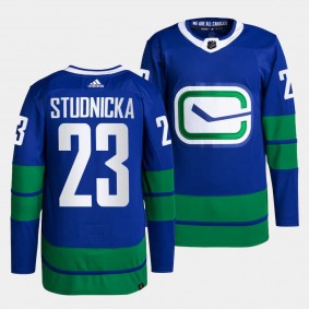 Jack Studnicka Vancouver Canucks Alternate Blue #23 Primegreen Authentic Pro Jersey Men's
