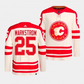 Jacob Markstrom Calgary Flames 2023 NHL Heritage Classic Cream #25 Primegreen Authentic Player Jersey Men's
