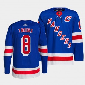 New York Rangers Primegreen Authentic Jacob Trouba #8 Blue Jersey Captain Patch