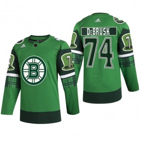 Boston Bruins Jake DeBrusk #74 St Patricks Day 2022 Green Jersey Warm-Up