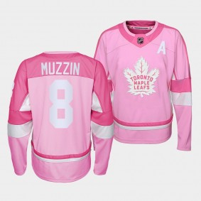 Toronto Maple Leafs Jake Muzzin Pink Hockey Fights Cancer 2022 Jersey #8