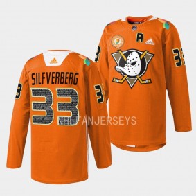 Orangewood Jakob Silfverberg Anaheim Ducks Orange #33 Warmup Jersey 2023