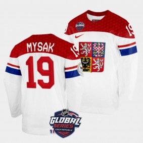 Czech Republic 2022 NHL Global Series Jan Mysak #19 White Jersey Home