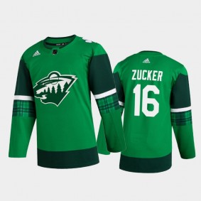 Minnesota Wild Jason Zucker #16 2020 St. Patrick's Day Authentic Player Jersey Green