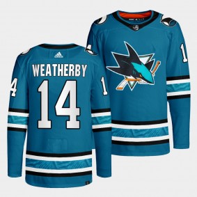 San Jose Sharks 2022-23 Home Jasper Weatherby #14 Teal Jersey Primegreen Authentic