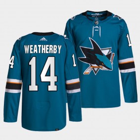 San Jose Sharks Primegreen Authentic Jasper Weatherby #14 Teal Jersey Home