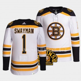 Boston Bruins 2023-24 100th Centennial Jeremy Swayman #1 White Authentic Pro Jersey Men's