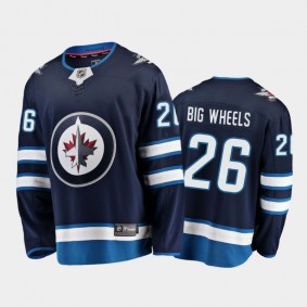 Winnipeg Jets Blake Wheeler #26 Nickname Navy Home Breakaway Big Wheels Jersey