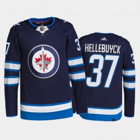 Winnipeg Jets Connor Hellebuyck Authentic Pro Jersey #37 Navy Home Uniform