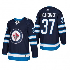 Men's Winnipeg Jets Connor Hellebuyck #37 Home Navy Authentic Player Cheap Jersey