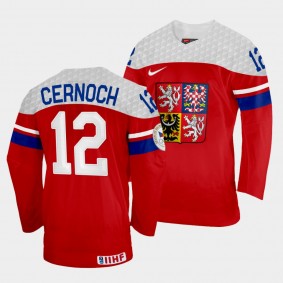 Czech Republic 2022 IIHF World Championship Jiri Cernoch #12 Red Jersey Away