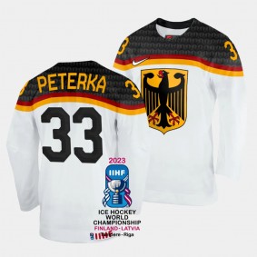 Germany 2023 IIHF World Championship JJ Peterka #33 White Jersey Home