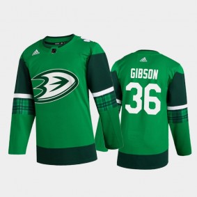 Anaheim Ducks John Gibson #36 2020 St. Patrick's Day Authentic Player Jersey Green