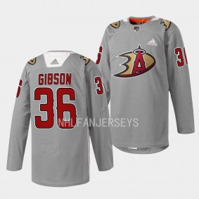 Anaheim Ducks 2023 Angels Night John Gibson #36 Gray Jersey Warmup