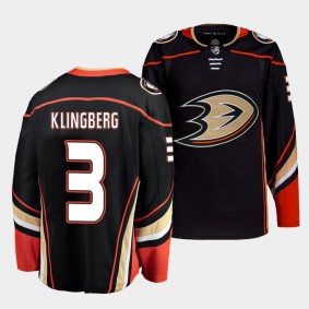 Anaheim Ducks Primegreen Authentic John Klingberg #3 Black Jersey Home