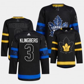 Maple Leafs John Klingberg Alternate Men Black #3 Jersey Authentic Pro