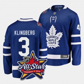 2024 NHL All-Star Patch John Klingberg Jersey Toronto Maple Leafs Royal #3 Home Men's