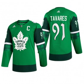 Toronto Maple Leafs John Tavares #91 St. Patrick 2022 Green Jersey Warm-Up