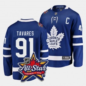 2024 NHL All-Star Patch John Tavares Jersey Toronto Maple Leafs Royal #91 Home Men's