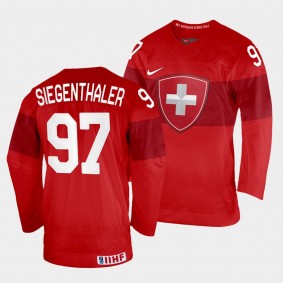 Switzerland 2022 IIHF World Championship Jonas Siegenthaler #97 Red Jersey Away